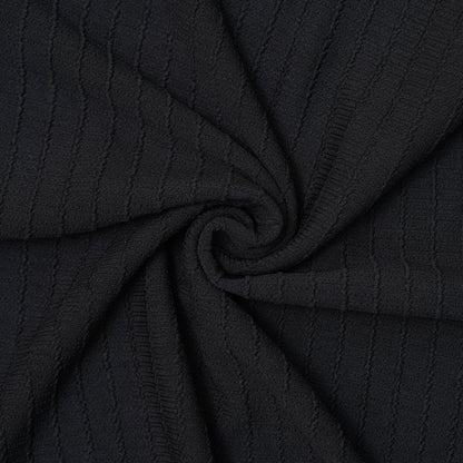 Black | Box Waffle Knit | Polo Zipper T-Shirt
