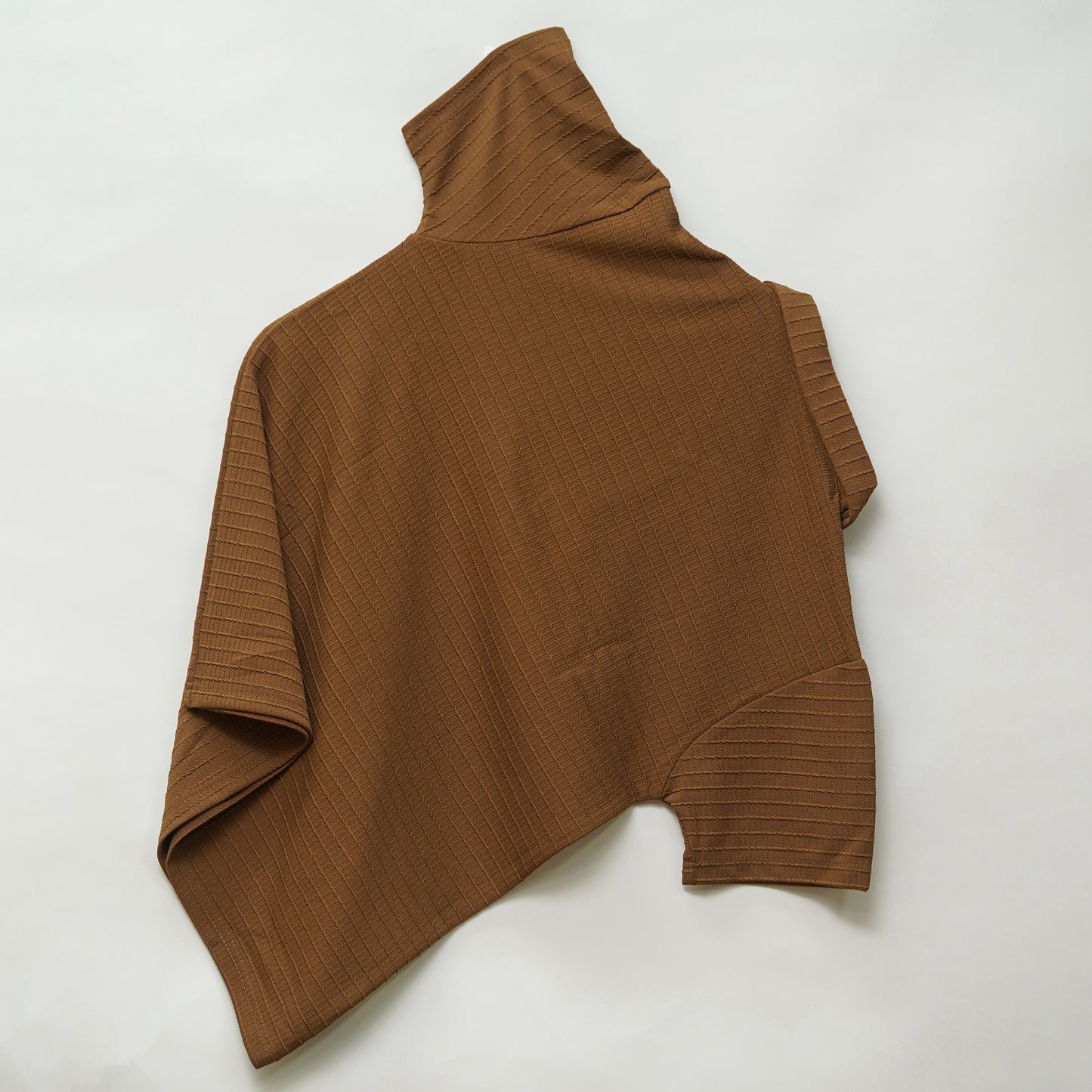Brown | Box Waffle Knit | Polo Zipper T-Shirt