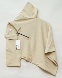 Chiku | Pique Square Grid | Polo Zipper T-Shirt
