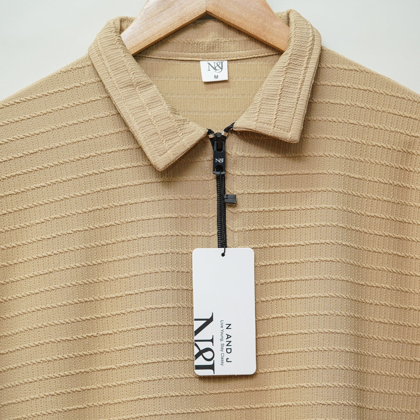 Chiku | Box Waffle Knit | Polo Zipper T-Shirt