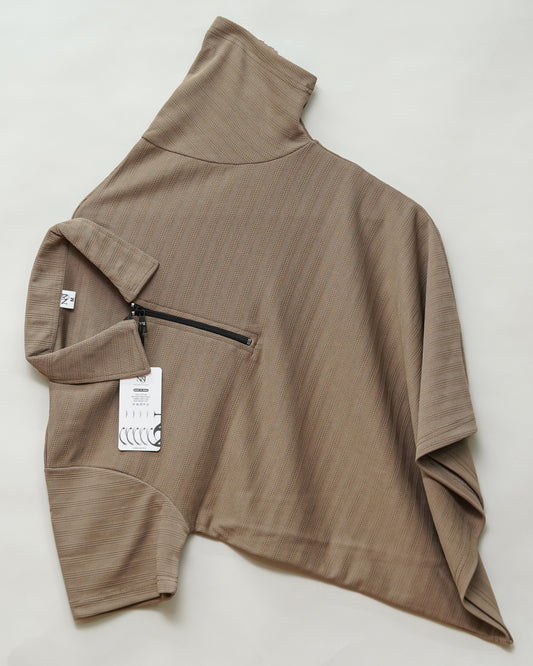 Choco | Ottoman Rib Textured | Polo Zipper T-Shirt