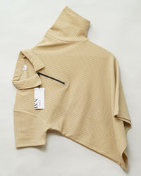 Cream | Pique Textured | Polo Zipper T-Shirt
