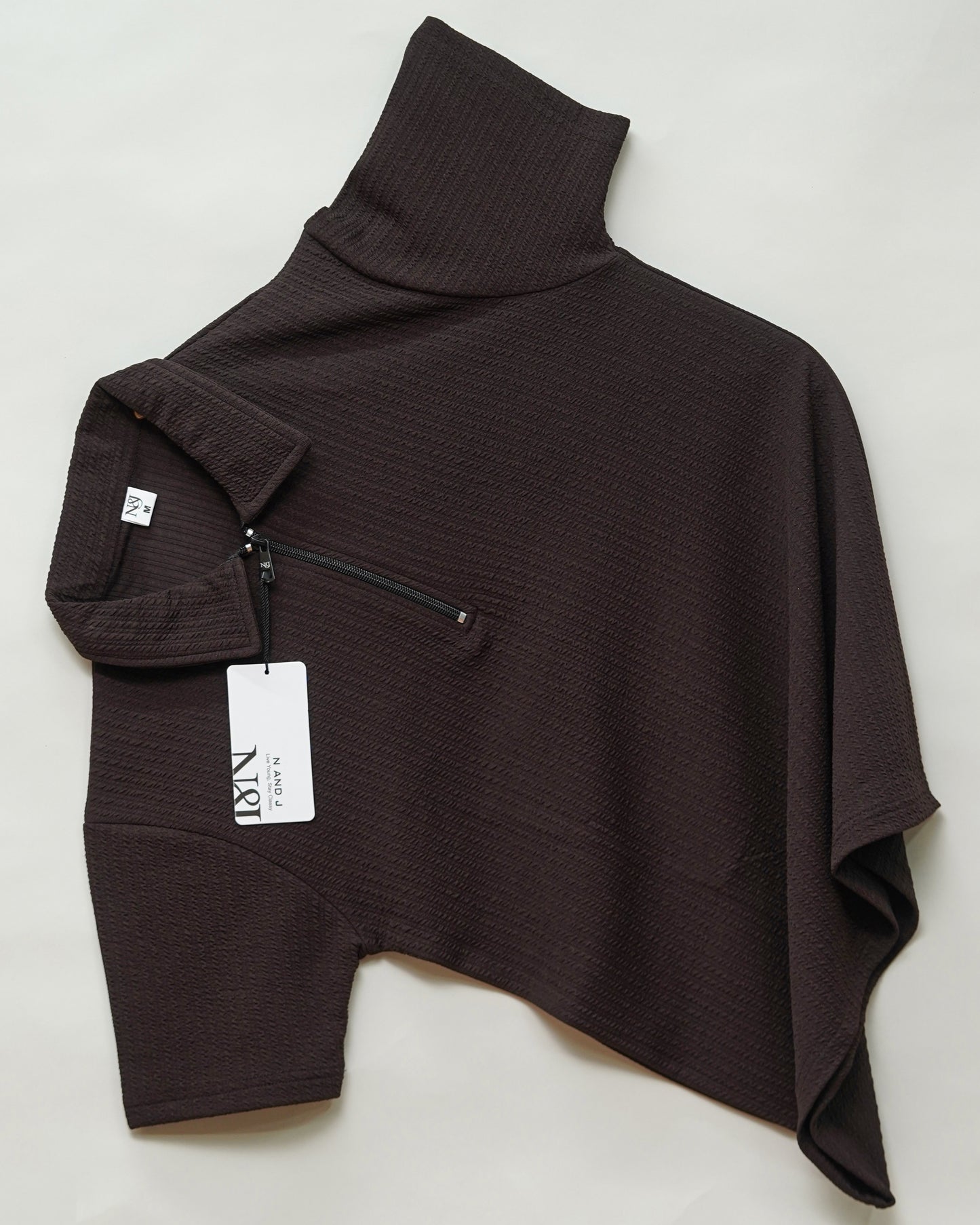 Dark Coffee | Pique Textured | Polo Zipper T-Shirt