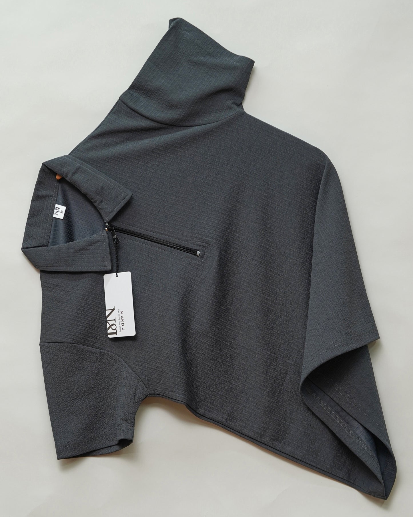 Dark Grey | Pique Textured | Polo Zipper T-Shirt