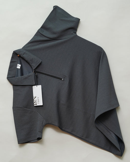 Dark Grey | Pique Textured | Polo Zipper T-Shirt