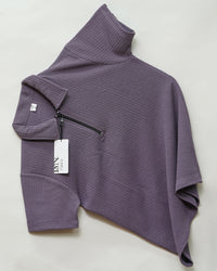 Dark Wine | Pique Textured | Polo Zipper T-Shirt