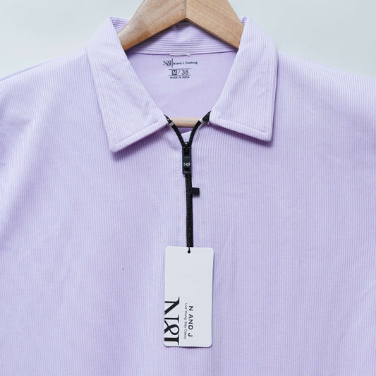 Lavender Zipper Polo T Shirt