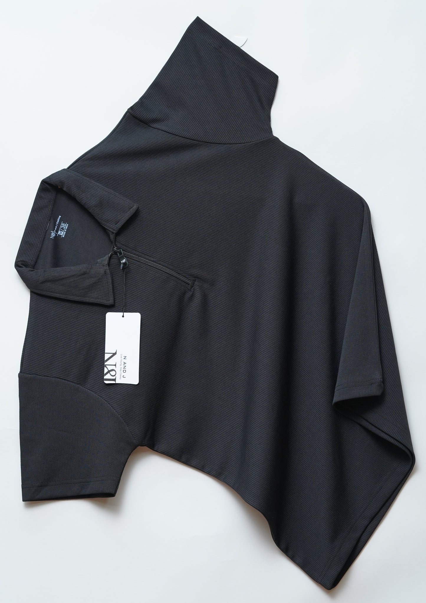 Black Zipper Polo T Shirt