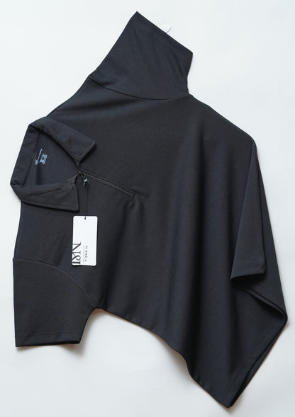 Black Zipper Polo T Shirt