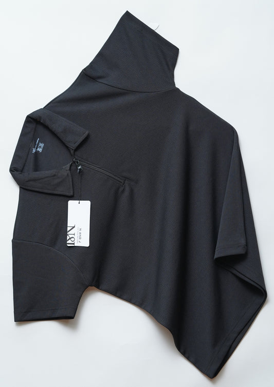Black Zipper Polo T Shirt