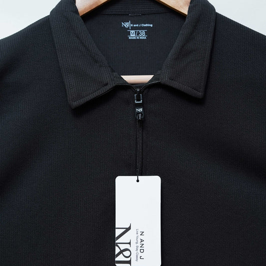 Black Zipper Polo T Shirt