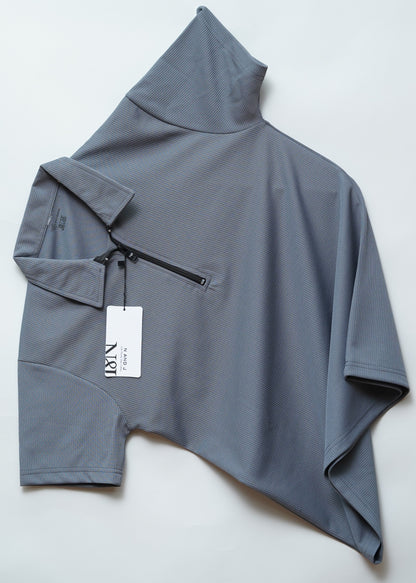Dark Grey Zipper Polo T Shirt