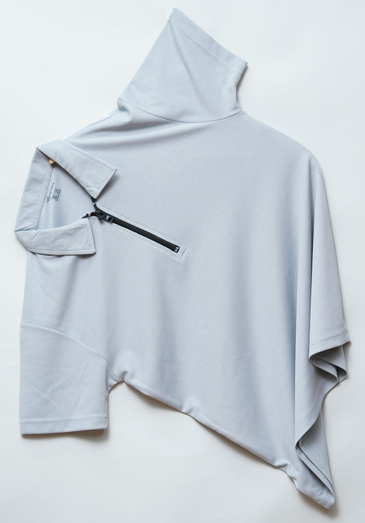 Light Grey Zipper Polo T Shirt