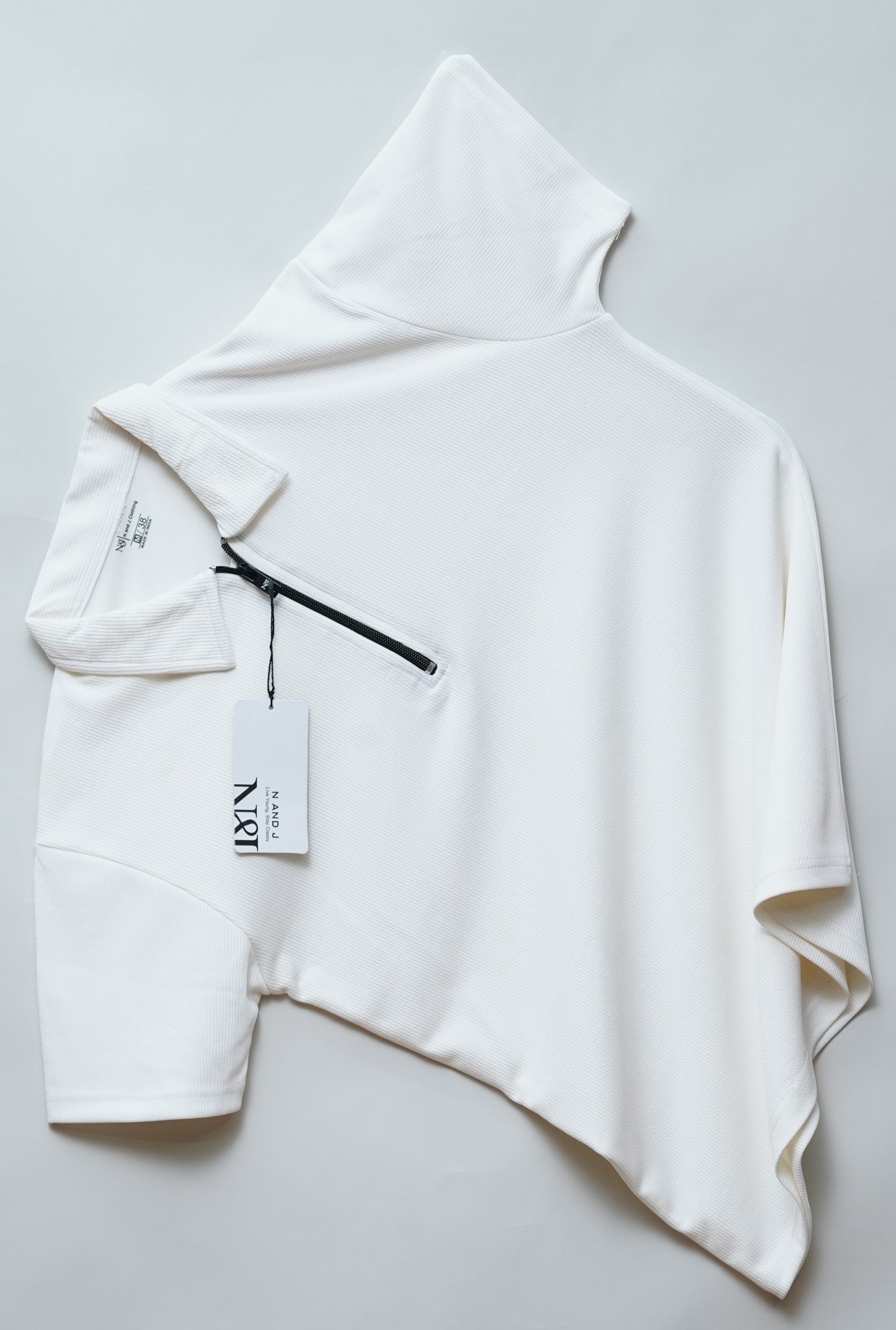 White Zipper Polo T Shirt