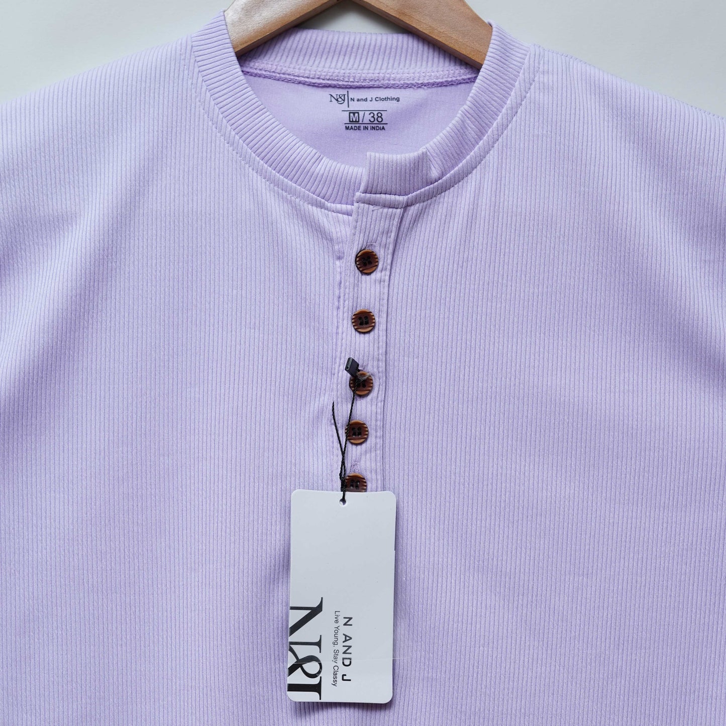 Lavender | Premium Henley Neck | Polo T-Shirt