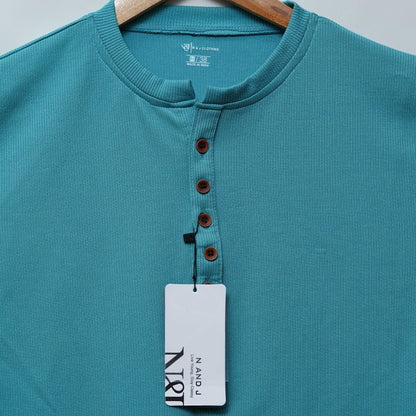 Teal | Premium Henley Neck | Polo T-Shirt