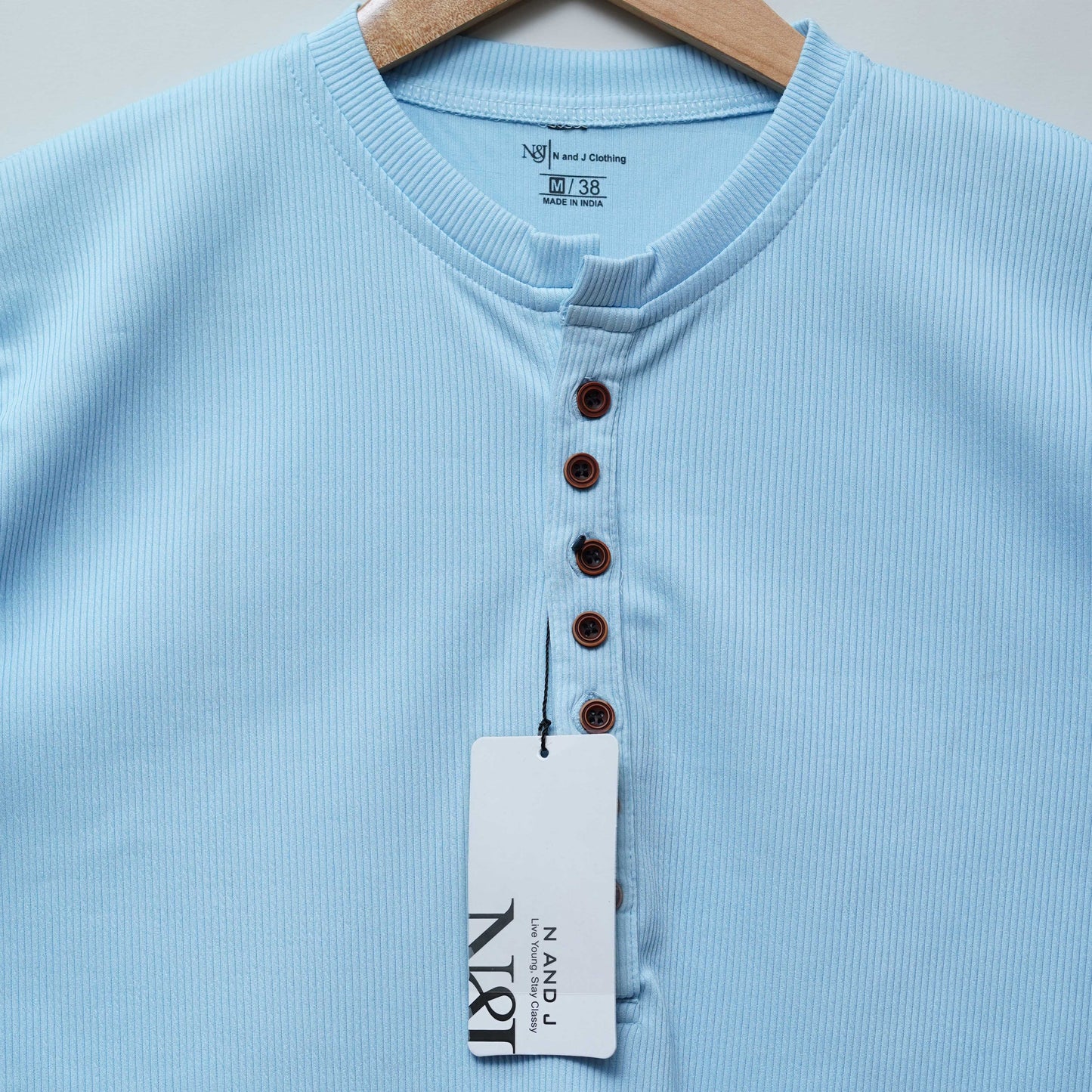 Sky | Premium Henley Neck | Polo T-Shirt