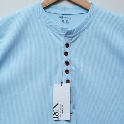 Sky | Premium Henley Neck | Polo T-Shirt