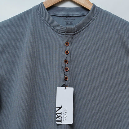 Dark Grey | Premium Henley Neck | Polo T-Shirt