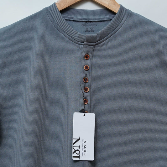 Dark Grey | Premium Henley Neck | Polo T-Shirt