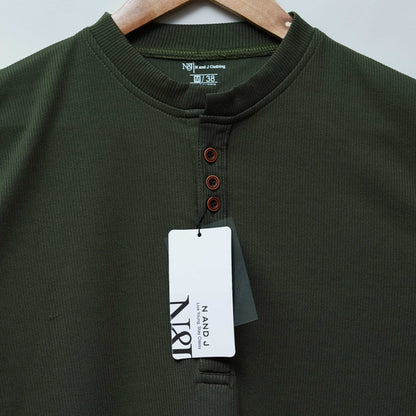 Green | Premium Henley Neck | Polo T-Shirt