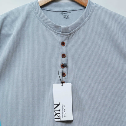 Light Grey | Premium Henley Neck | Polo T-Shirt