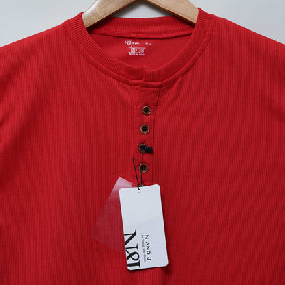 Red | Premium Henley Neck | Polo T-Shirt