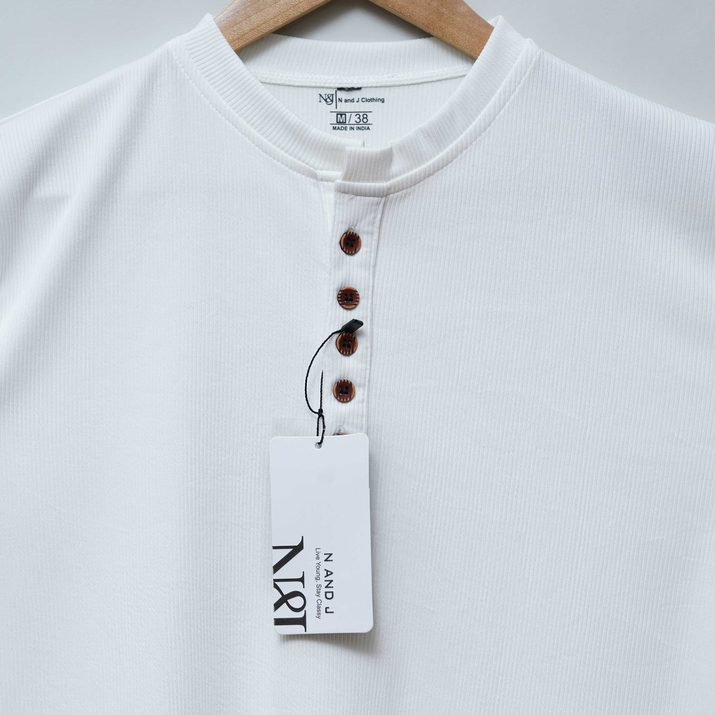 White | Premium Henley Neck | Polo T-Shirt