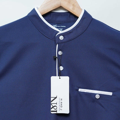 Navy Blue | Henley Neck T-Shirt | PocketCut