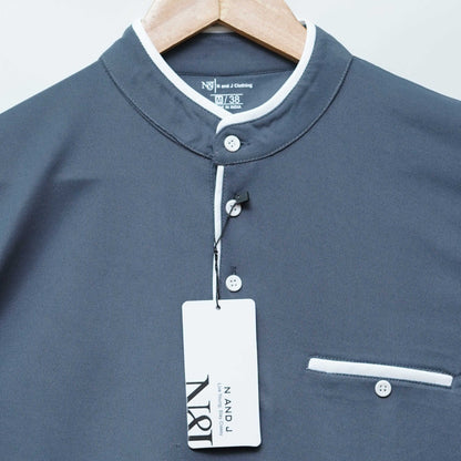 Dark Grey | Henley Neck T-Shirt | PocketCut