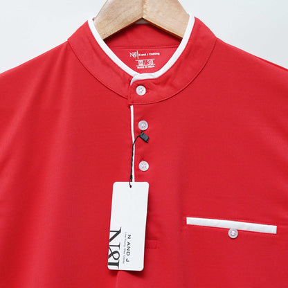 Red | Henley Neck T-Shirt | PocketCut