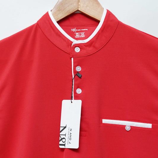 Red | Henley Neck T-Shirt | PocketCut