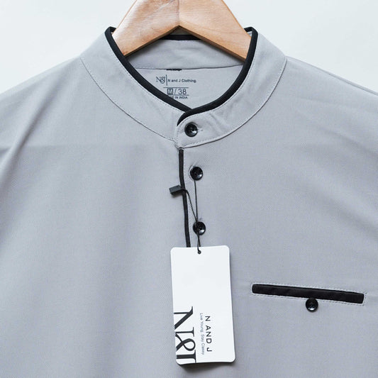 Grey | Henley Neck T-Shirt | PocketCut