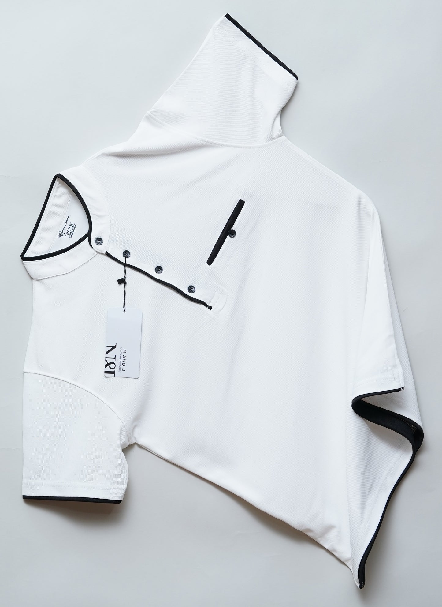 White | Henley Neck T-Shirt | PocketCut