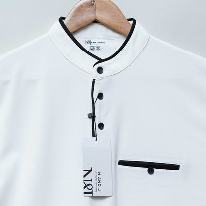 White | Henley Neck T-Shirt | PocketCut