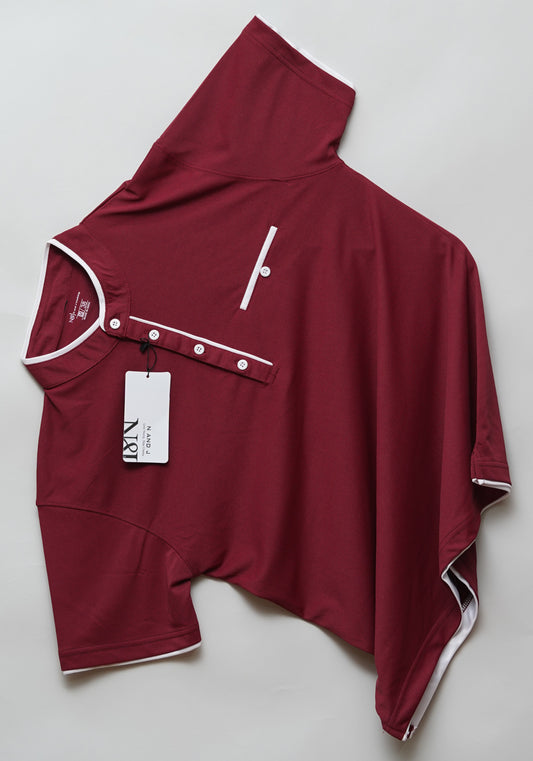Maroon | Henley Neck T-Shirt | PocketCut