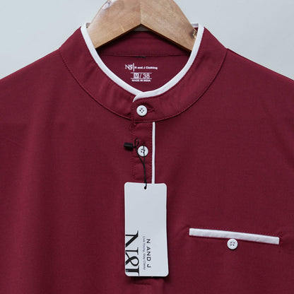Maroon | Henley Neck T-Shirt | PocketCut
