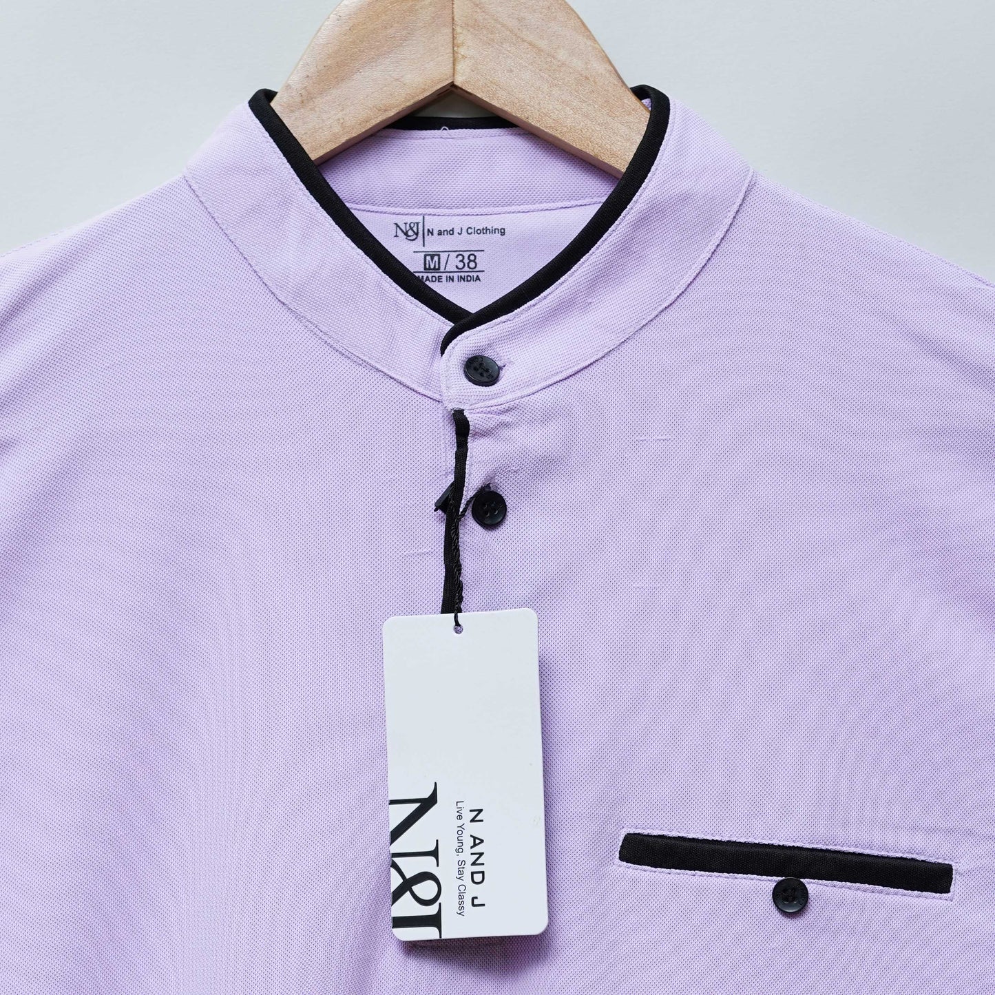 Lavender | Henley Neck T-Shirt | PocketCut