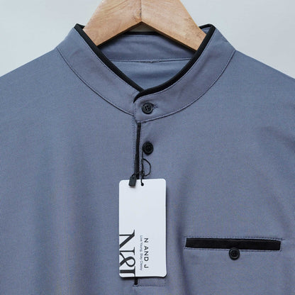 Steel Grey | Henley Neck T-Shirt | PocketCut
