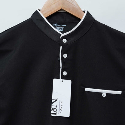 Black | Henley Neck T-Shirt | PocketCut