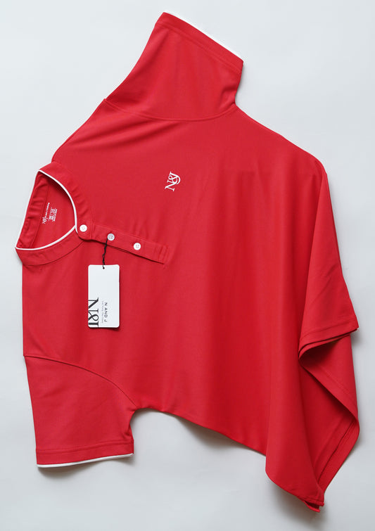 Red | Solid Henley Neck | Polo T-Shirt