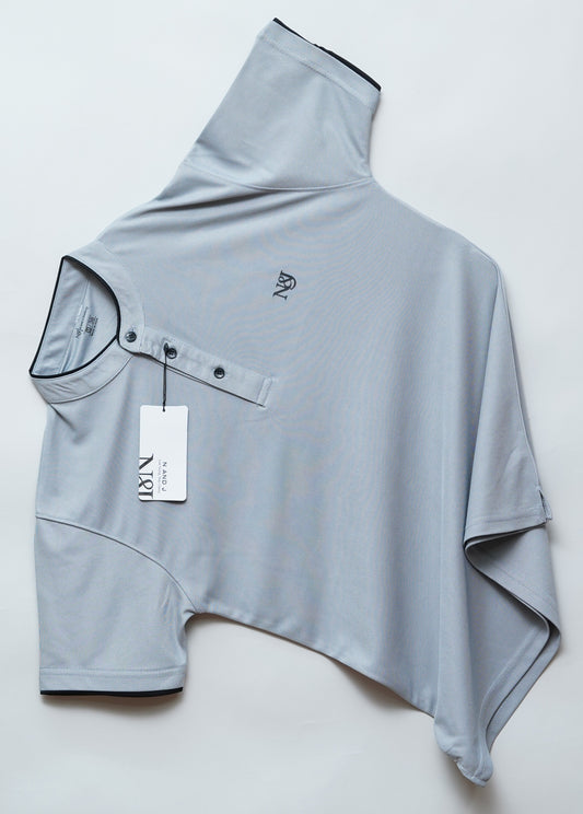 Grey | Solid Henley Neck | Polo T-Shirt