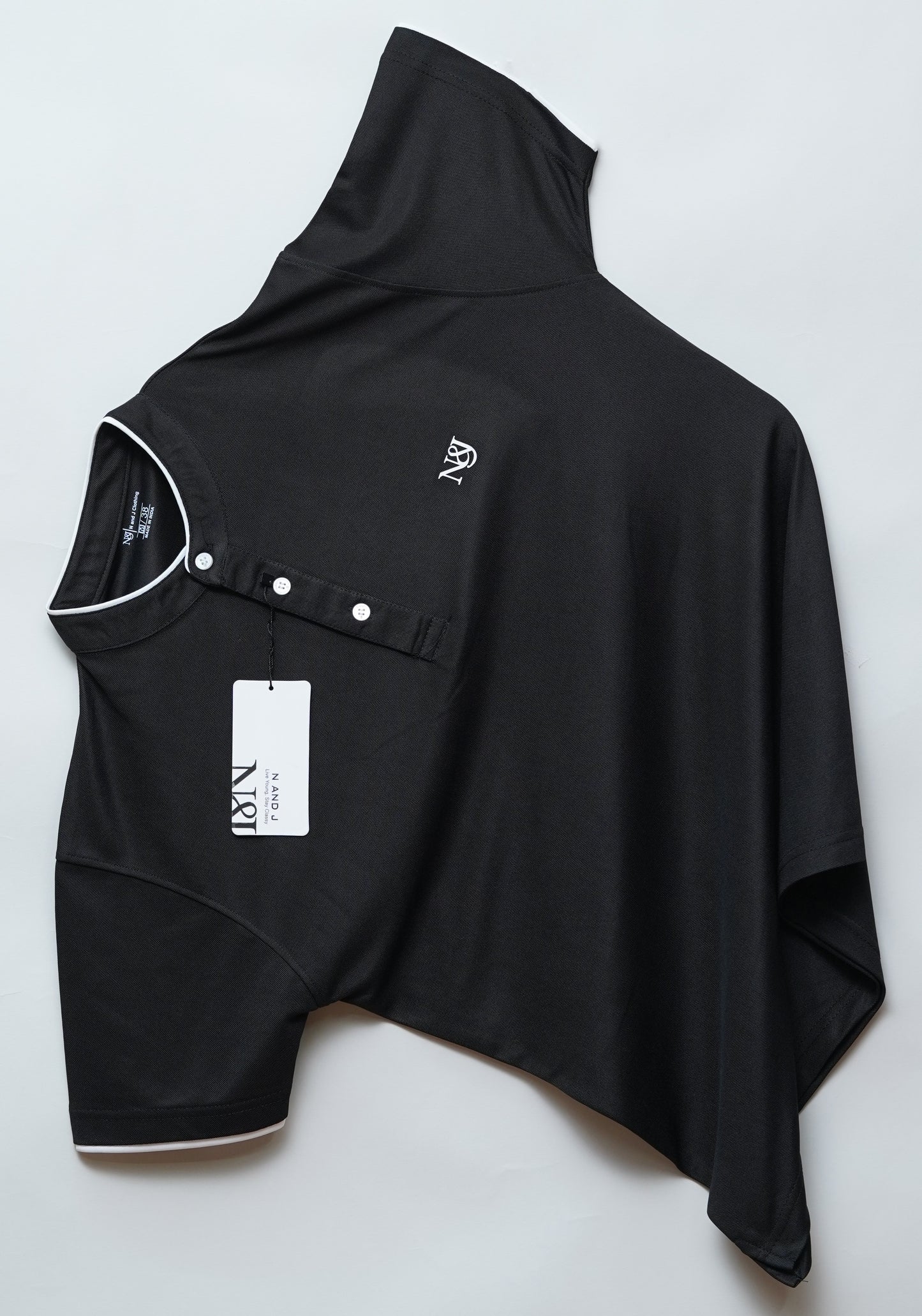 Black | Solid Henley Neck | Polo T-Shirt
