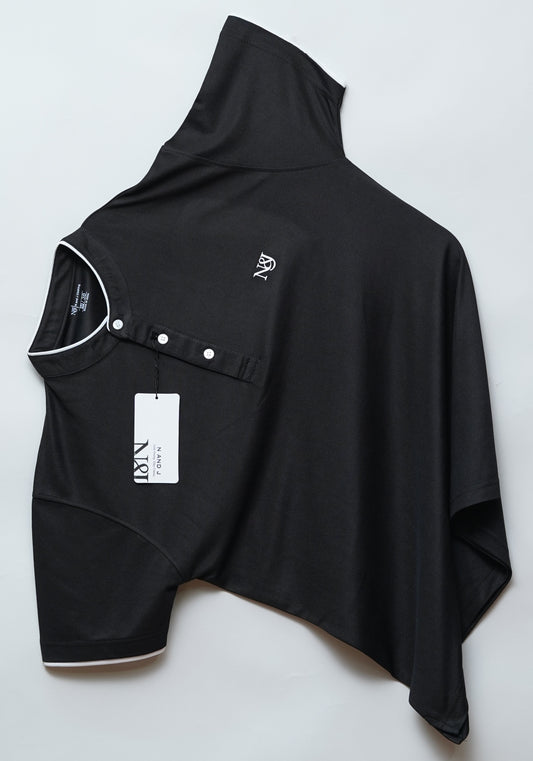 Black | Solid Henley Neck | Polo T-Shirt