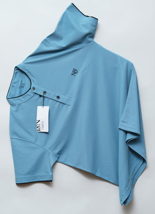 Dark Teal | Solid Henley Neck | Polo T-Shirt