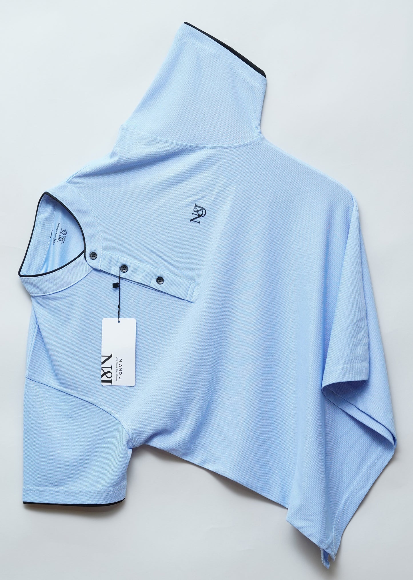 Sky | Solid Henley Neck | Polo T-Shirt