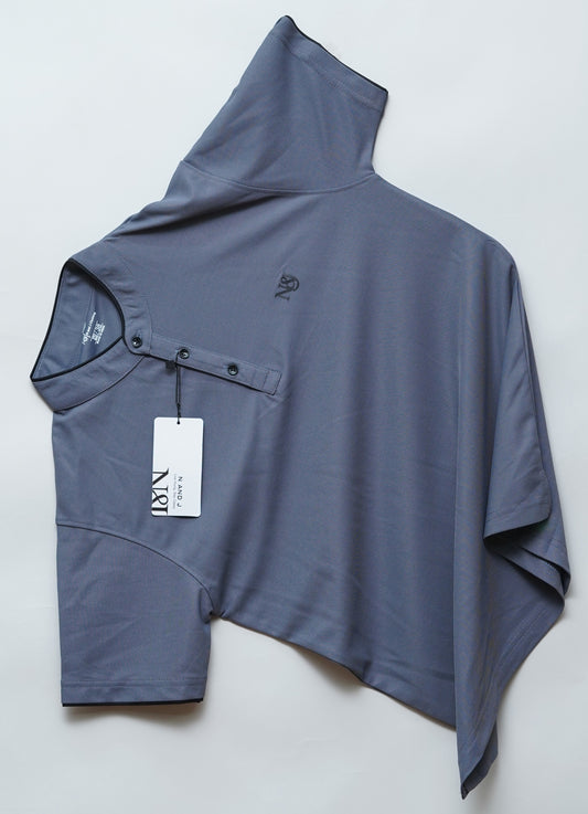 Steel Grey | Solid Henley Neck | Polo T-Shirt