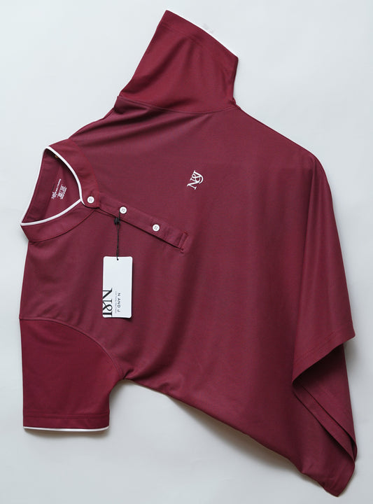 Maroon | Solid Henley Neck | Polo T-Shirt