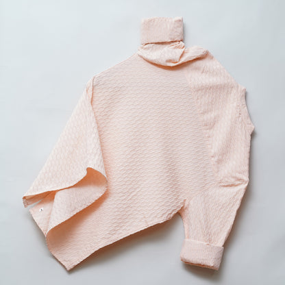 Peach | Geometric Pattern | Mandarin Collar Shirt