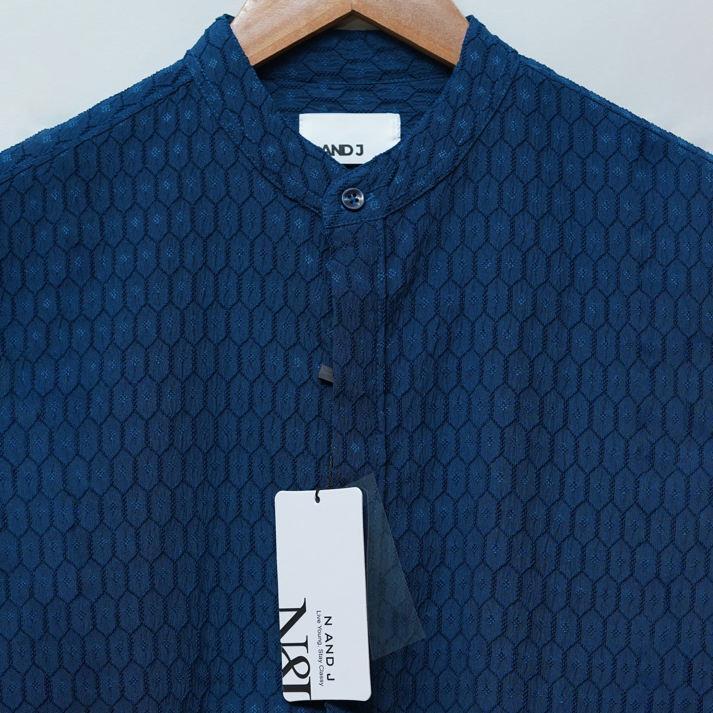 Peacock | Geometric Pattern | Mandarin Collar Shirt